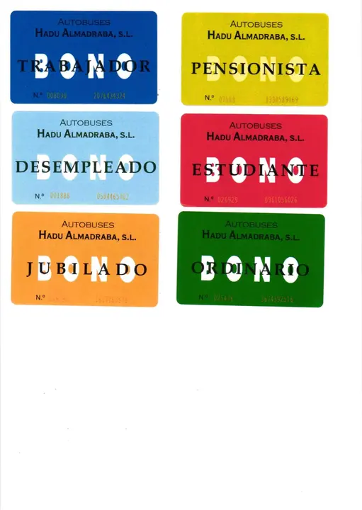 Tarjetas Bonobus antiguas