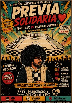 Cartel anunciador de la Previa Solidaria organizada por la Fundaci&oacute;n AD Ceuta