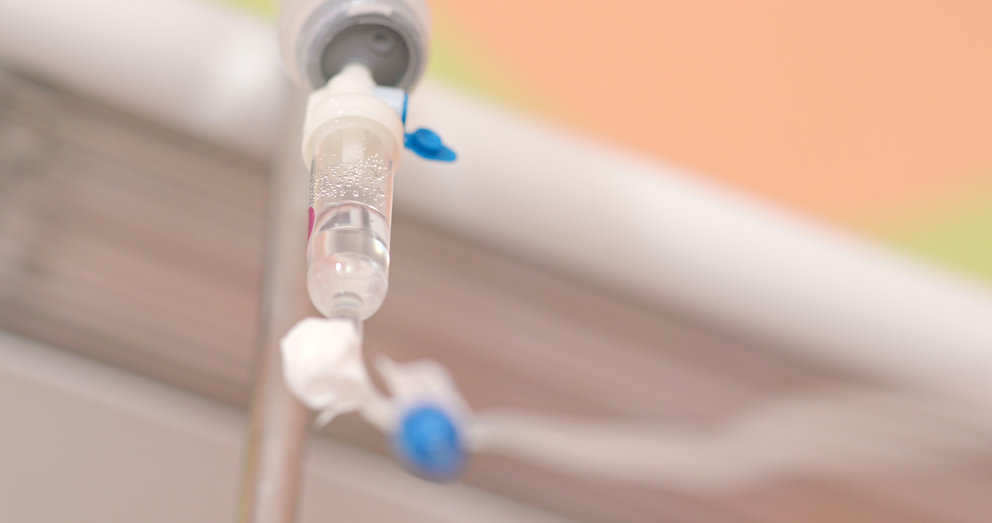Infusion Saline drip to the patient in hospital 