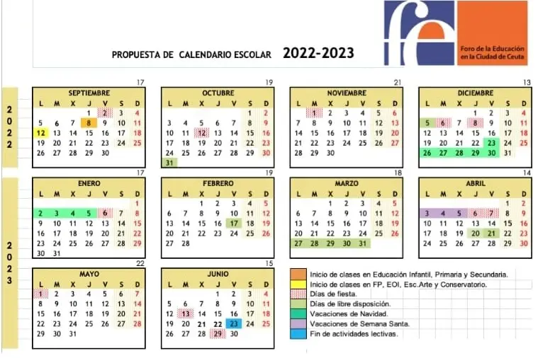 propuesta calendario escolar foro de la educacion