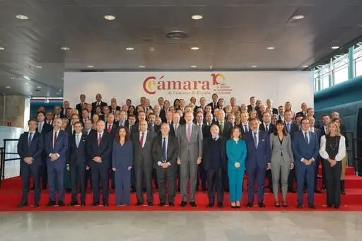 S.M. el Rey con el pte de la Cámara de España y vocales y vocales colaboradores del pleno