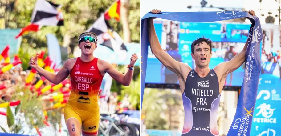 Ana Carballo y Louis Vitiello, cruzando la meta como campeones de la Copa de Europa de Ceuta