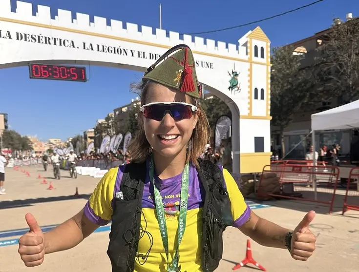 María Romero, después de cruzar la meta victoriosa