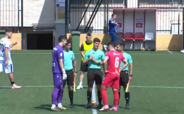 Momento del sorteo de campo previo al Ceuta B-Castilleja de este domingo