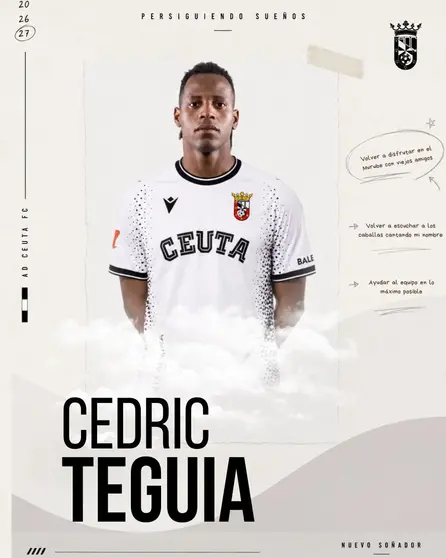 As&iacute; ha anunciado la AD Ceuta la vuelta de Cedric Tegu&iacute;a