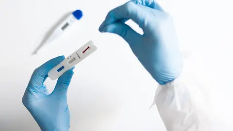 Doctor testing using the rapid test device for COVID-19, the new 2019 coronavirus