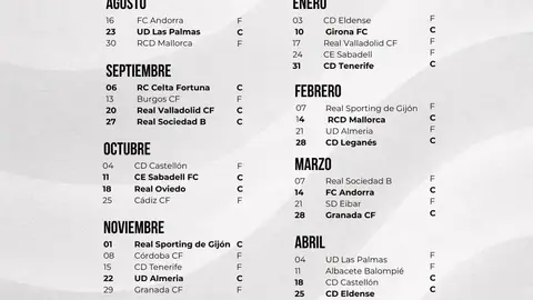 Calendario completo de la AD Ceuta en LaLiga Hypermotion 26-27