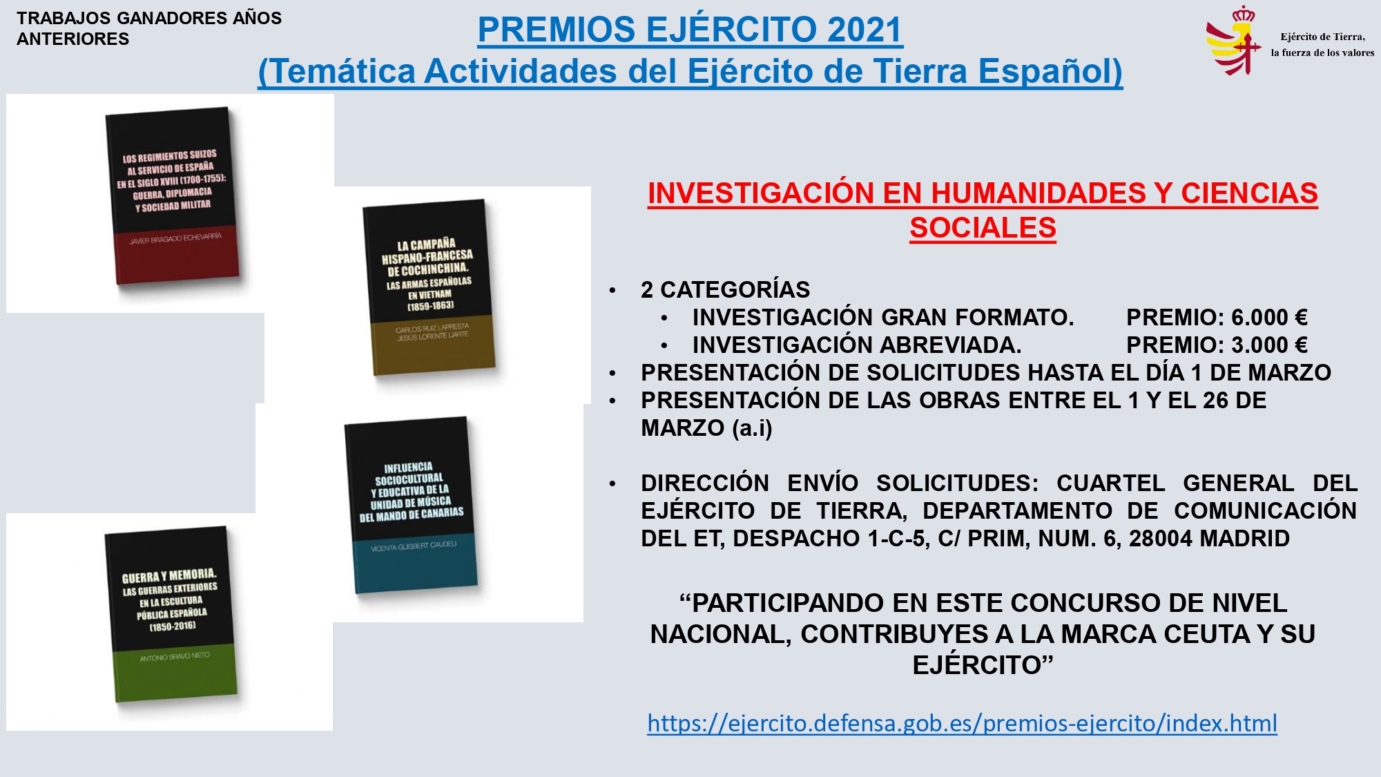 CARTEL INVESTIGACIÓN EN HUMANIDADES Y CIENCIAS SOCIALES PREMIOS EJÉRCITO