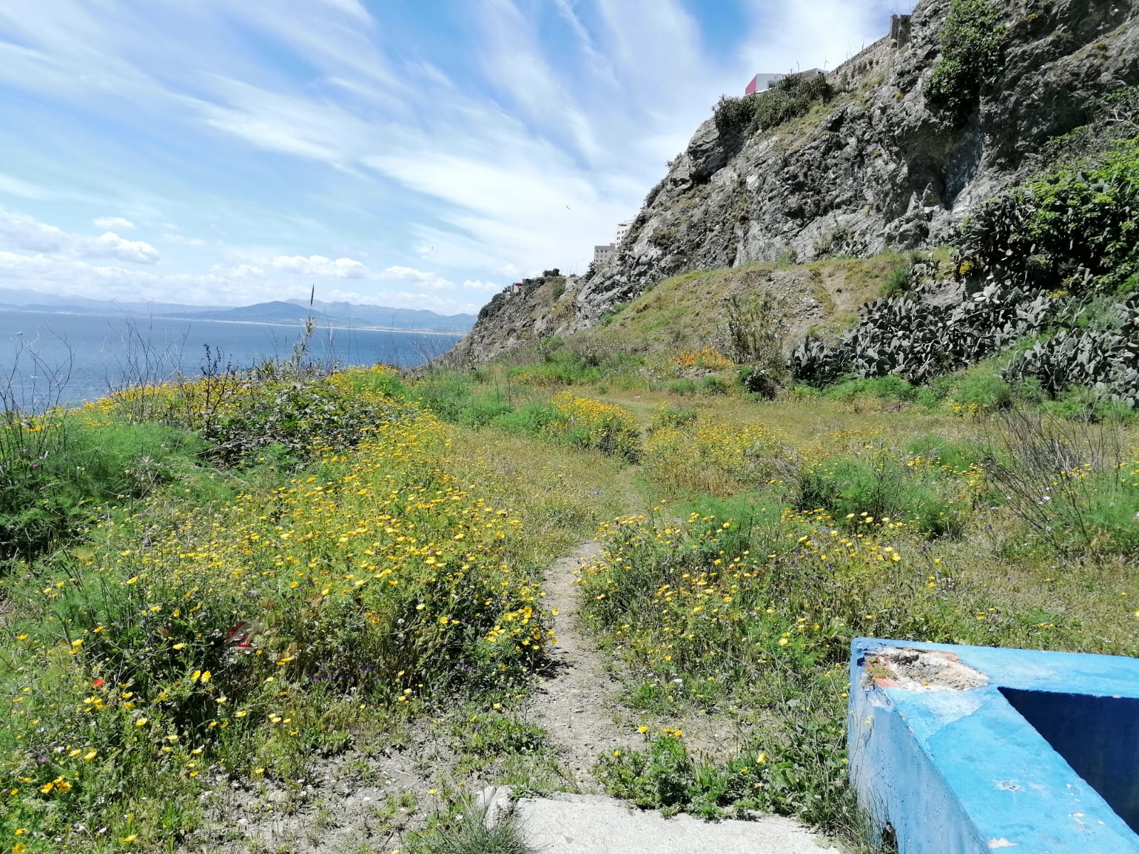 Acceso al sendero sin cartel ni barrera