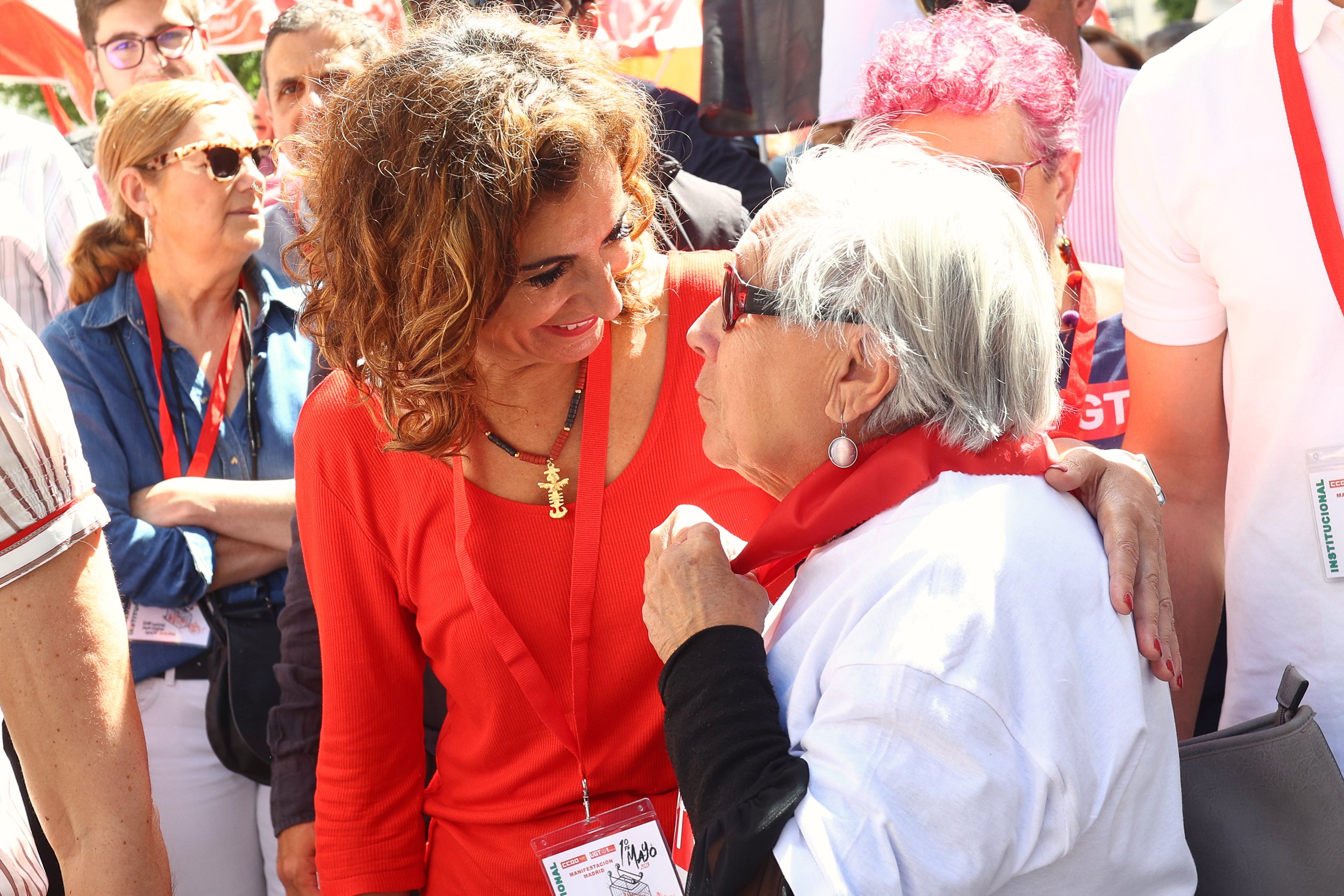 María Jesús Montero, este lunes en Madrid en la manifestación del 1 de mayo