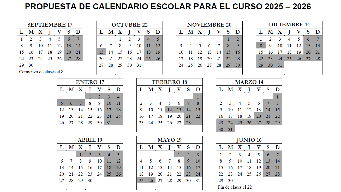 propuesta calendario escolar 2025 2026